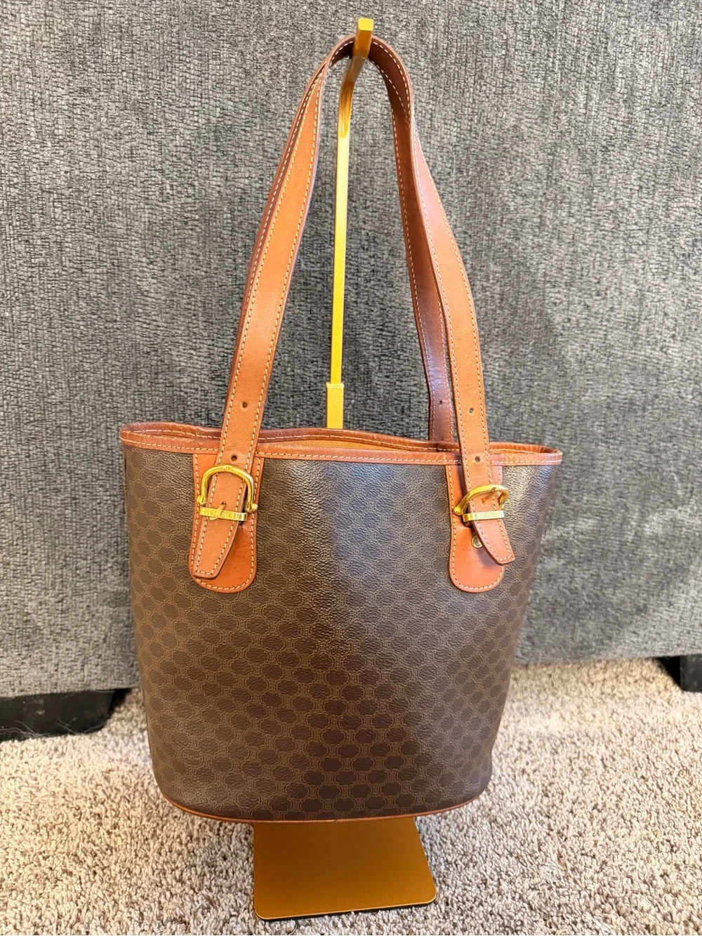 Authentic Vintage Celine Macadam Leather Bucket Purse